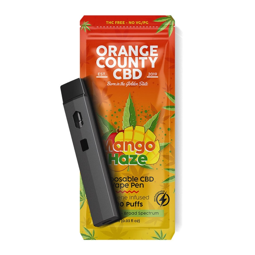 Orange county Mango Haze jednokratna električna pušilica sa 700 udisaja, 600mg cbd-a, 1ml